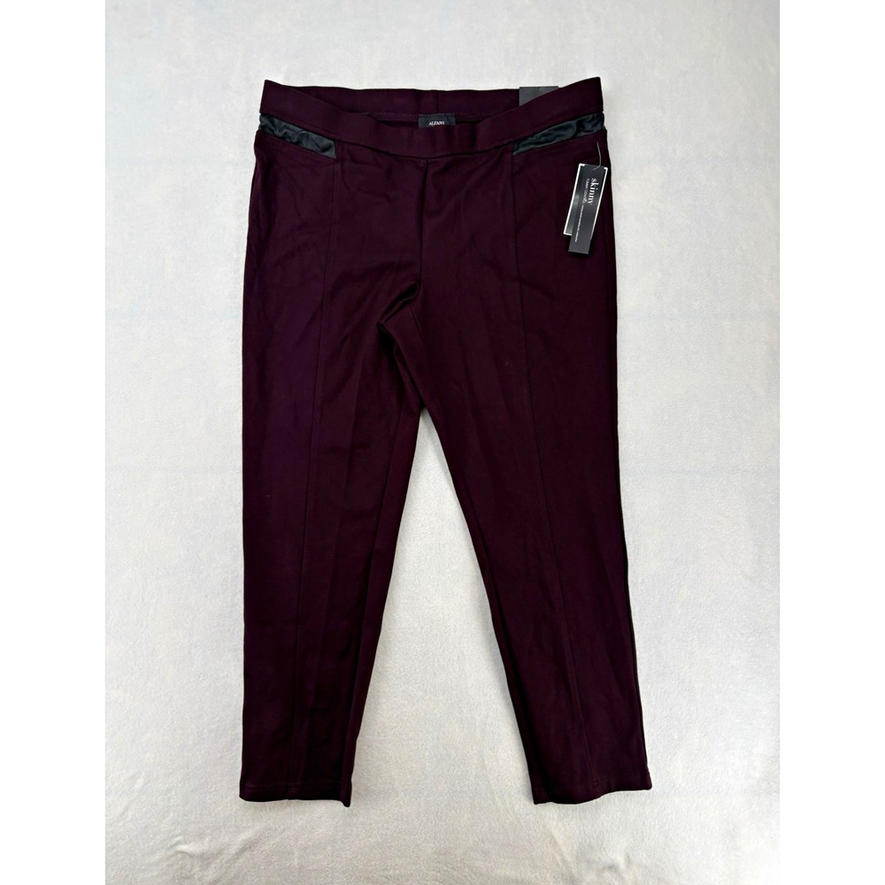 Alfani Petite Skinny Pants Wine Flat Front Solid Tummy Control Stretch Women 16P